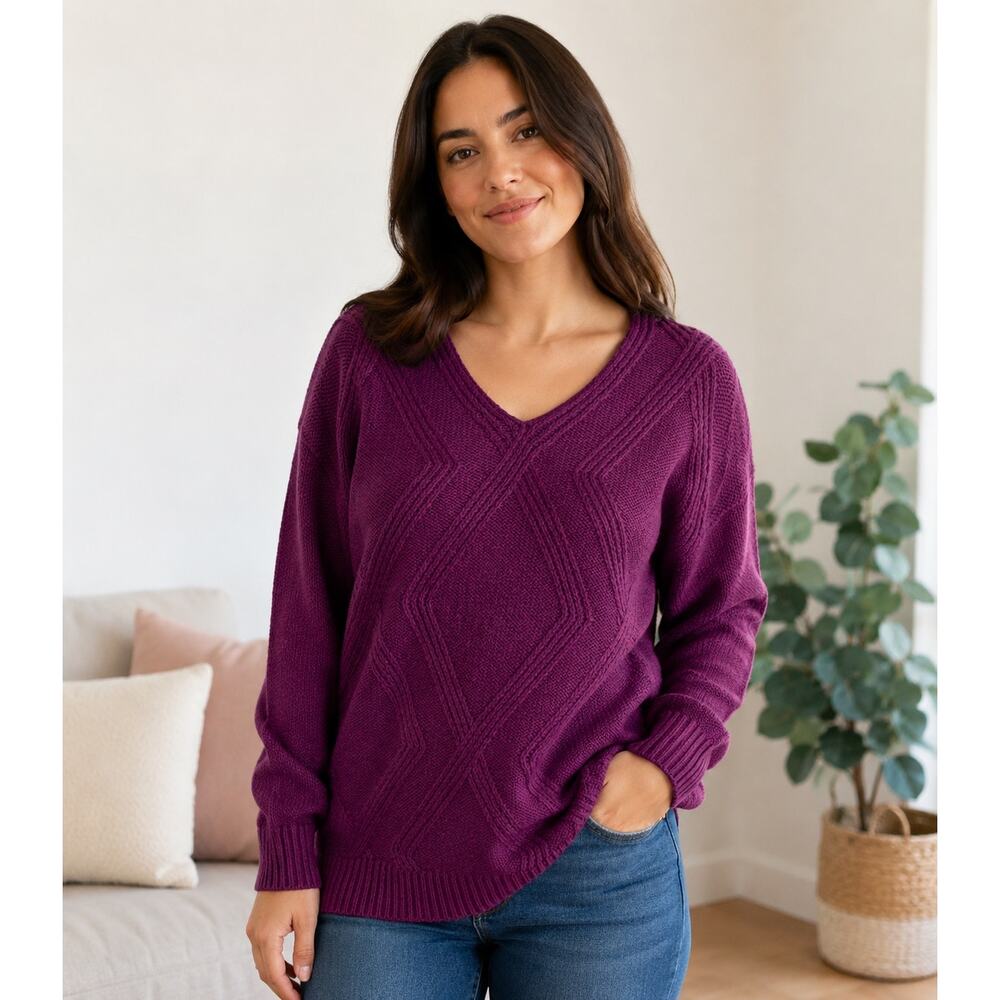 a.n.a. Purple Chunky Sweater Warm Womens size medium